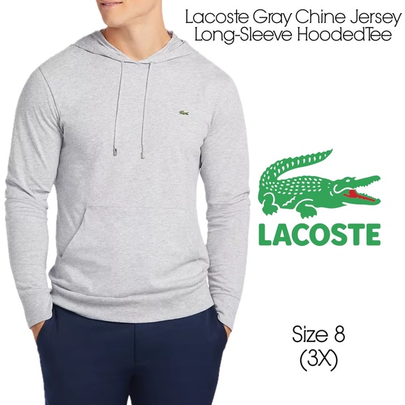 Lacoste Other - Lacoste Gray Chine Jersey Long-Sleeve Hooded Tee